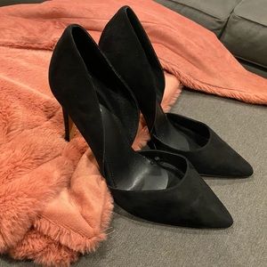 Express black suede pumps
